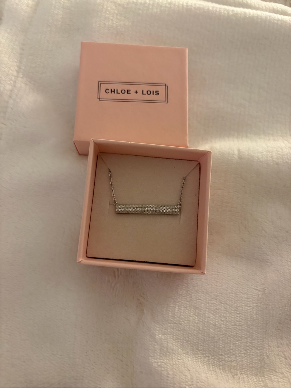 Silver Pave Bar Necklace
